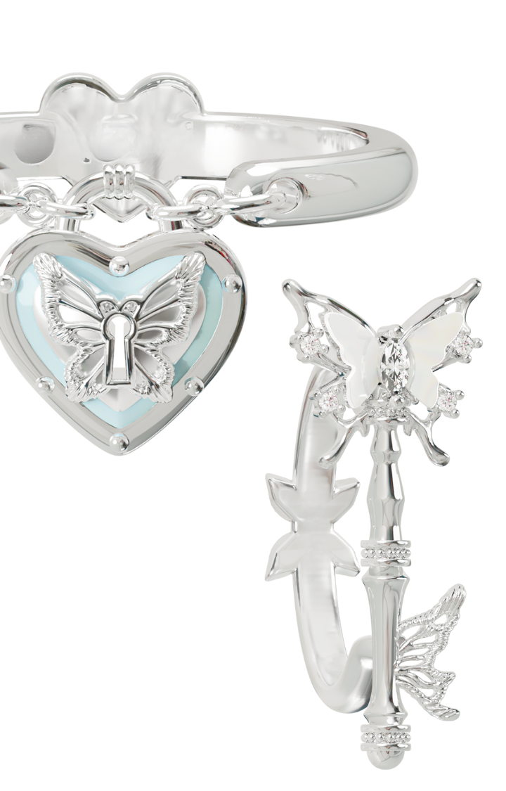 HEART & WINGED KEY RING DUO