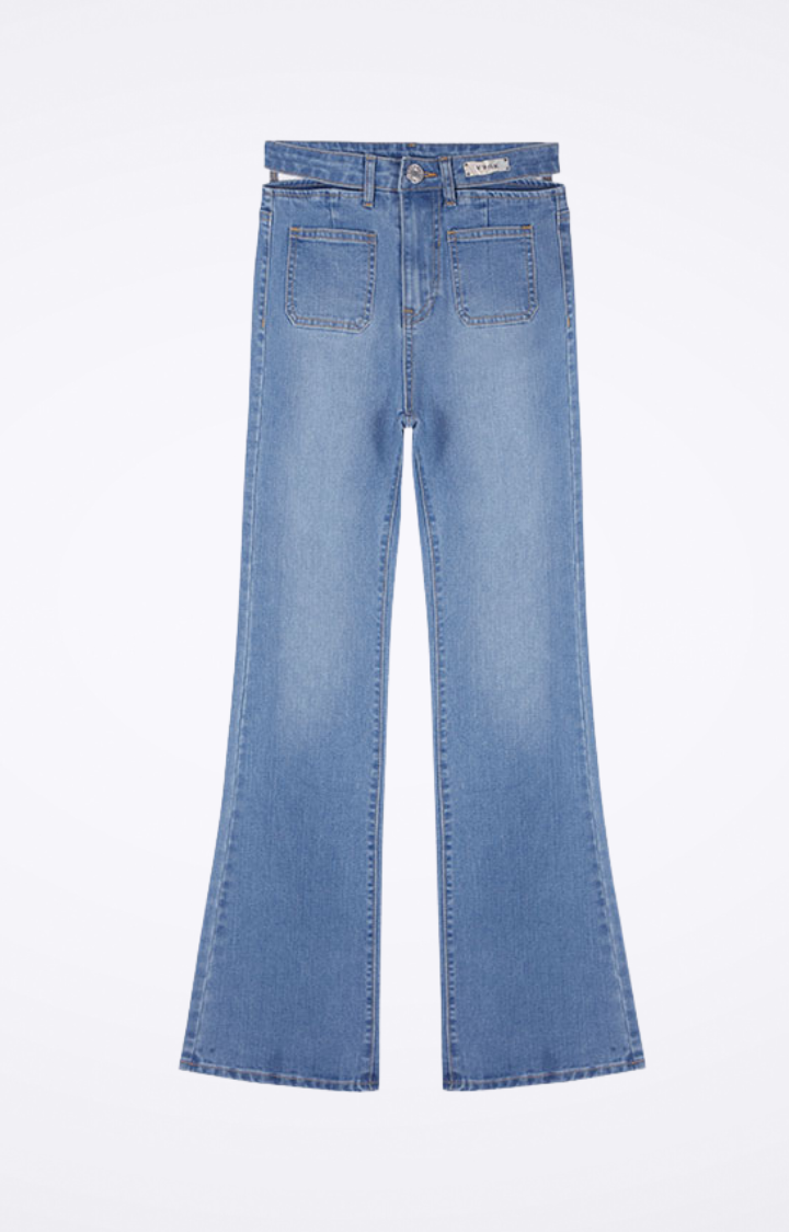 SPLIT WAIST BRAT BOOTCUT JEANS