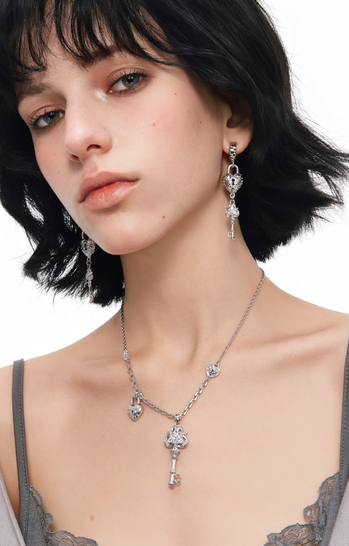 LOCKED HEART KEY EARRINGS