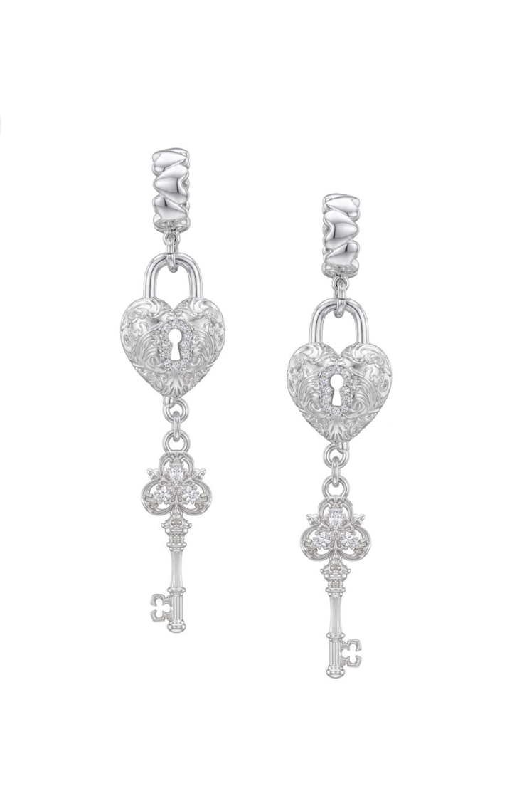 LOCKED HEART KEY EARRINGS