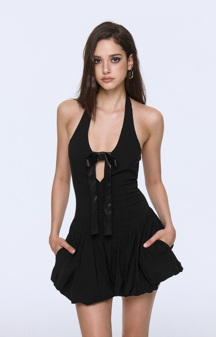 BLACK VOW BUBBLE MINI DRESS