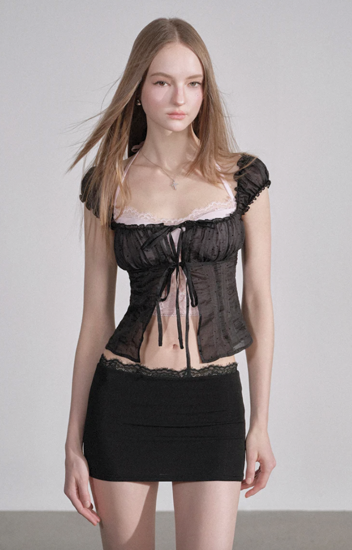 DOUBLE VEIL CORSET TOP