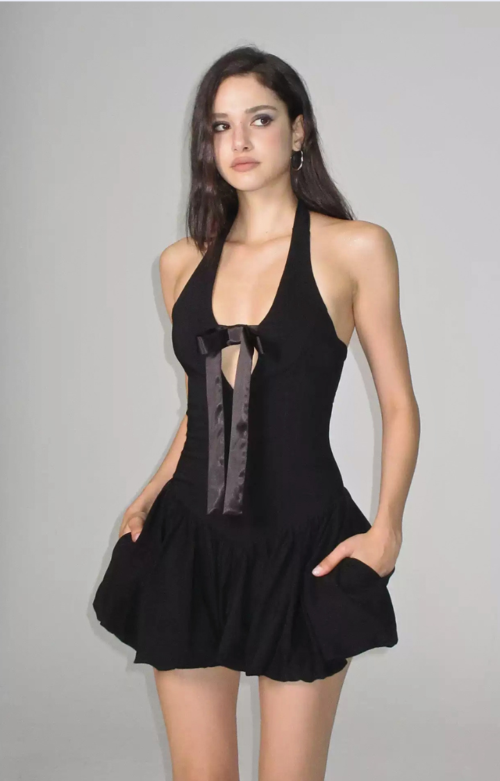 BLACK VOW BUBBLE MINI DRESS