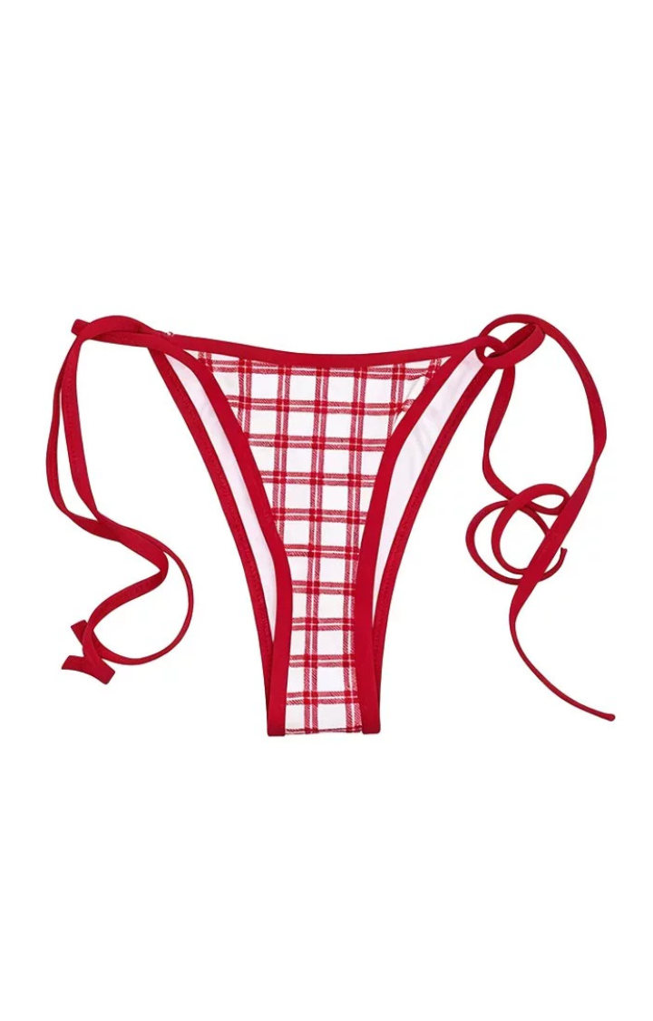 CHERRY DAMAGE CHECK TRIANGLE BRA TOP