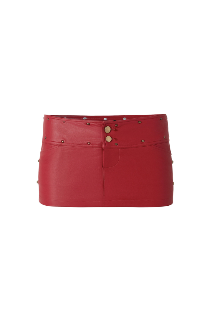 SCARLET TROUBLE STUDDED MICRO SKIRT