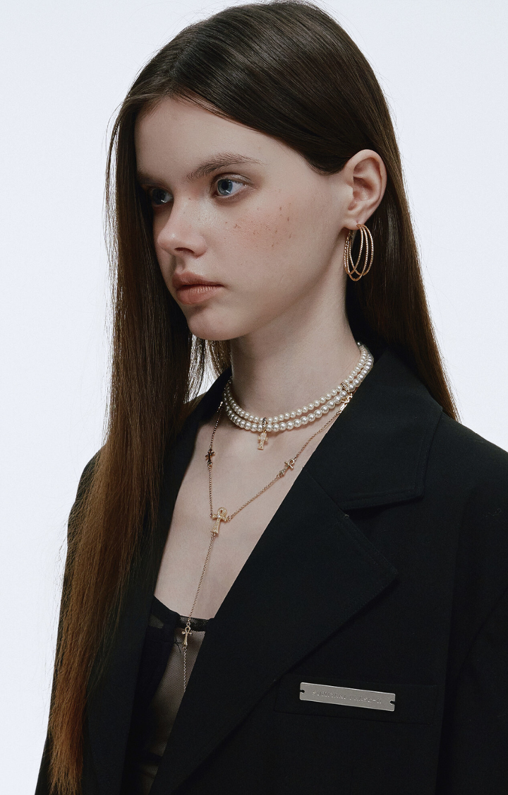 ANKH PEARL CROSS CHOKER
