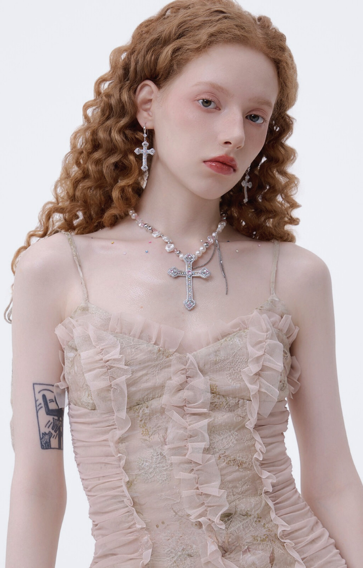 VOTIVE PEARL CROSS NECKLACE