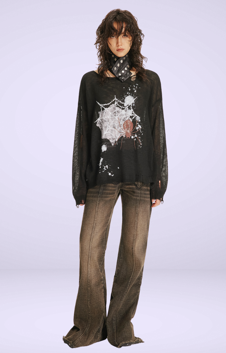 RAW EDGE FLARE HIGH-WAIST JEANS