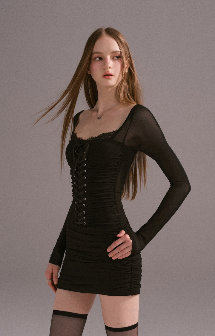 SHADOW LACE-UP BODYCON DRESS