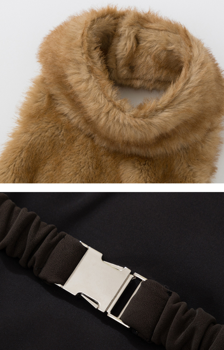 CARAMEL SMOKE FUZZY BACKLESS HALTER TOP