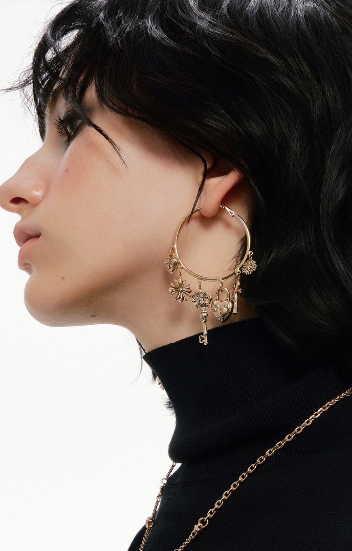 MIDNIGHT KEY OBSESSION HOOP EARRINGS