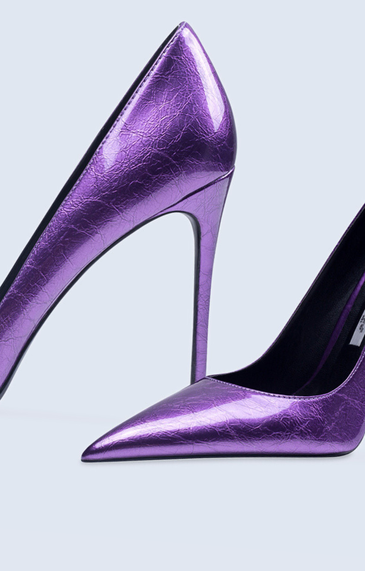 PURPLE STRIKE PATENT STILETTOS