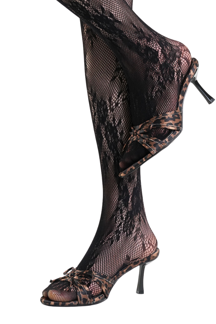 ROSÉ VEIL FLORAL LACE TIGHTS