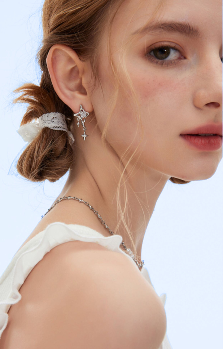 GLASS STAR ORBIT SET (EARRINGS/NECKLACE)