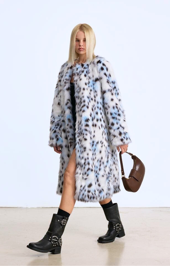 ARCTIC LEOPARD FAUX FUR COAT