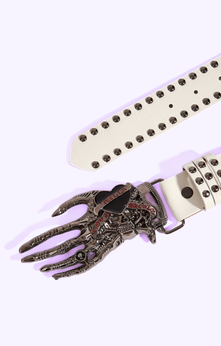DEADLY VALENTINE STUDDED BELT WITH CLAW BUCKLE