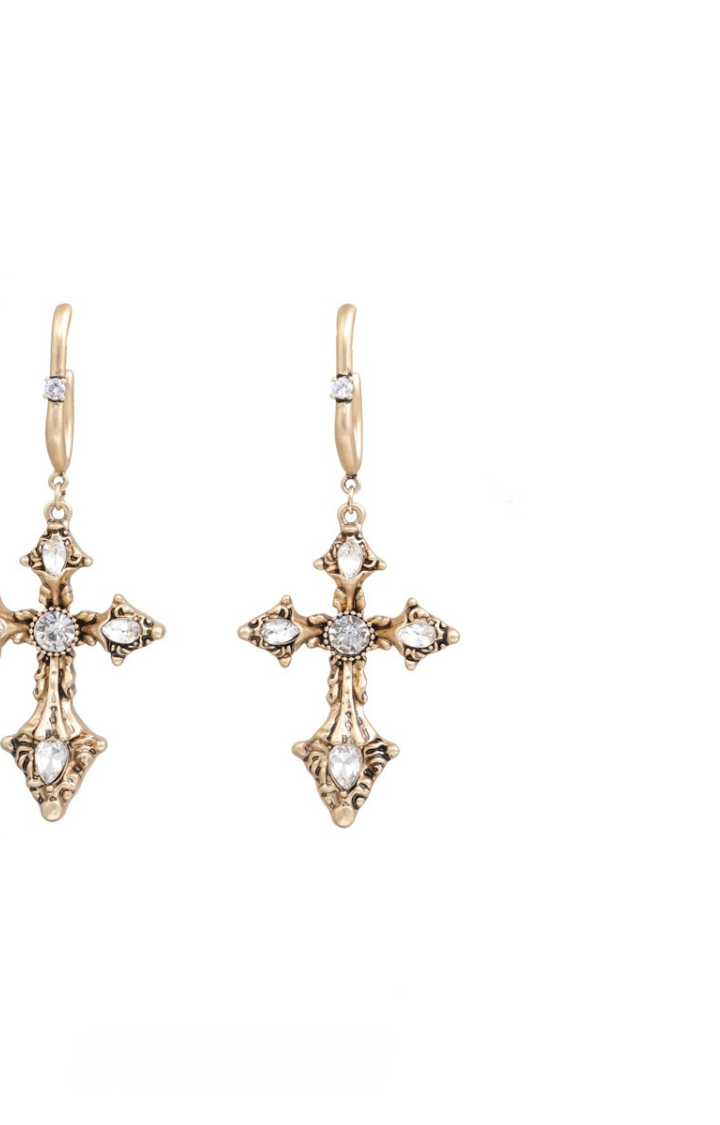 SAINT TEARS CROSS EARRINGS – BLESSED GOLD