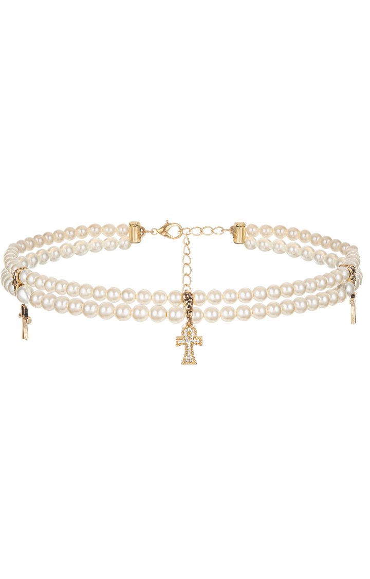 ANKH PEARL CROSS CHOKER