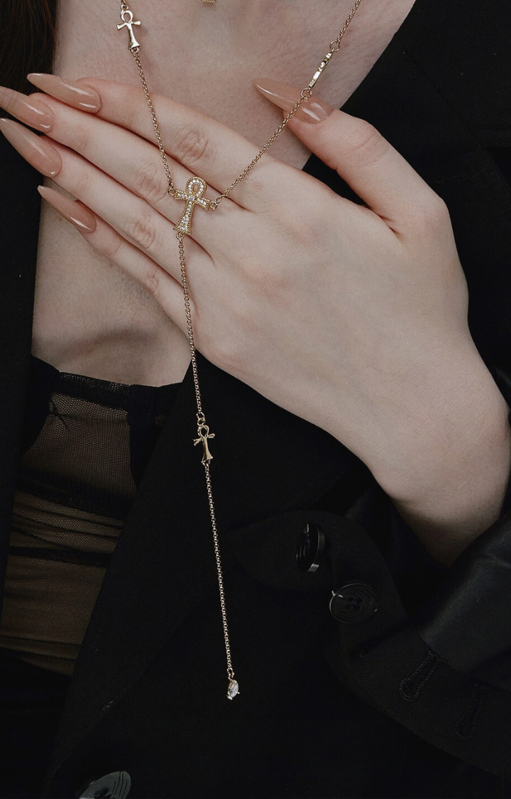 ANKH DROP Y-CHAIN NECKLACE