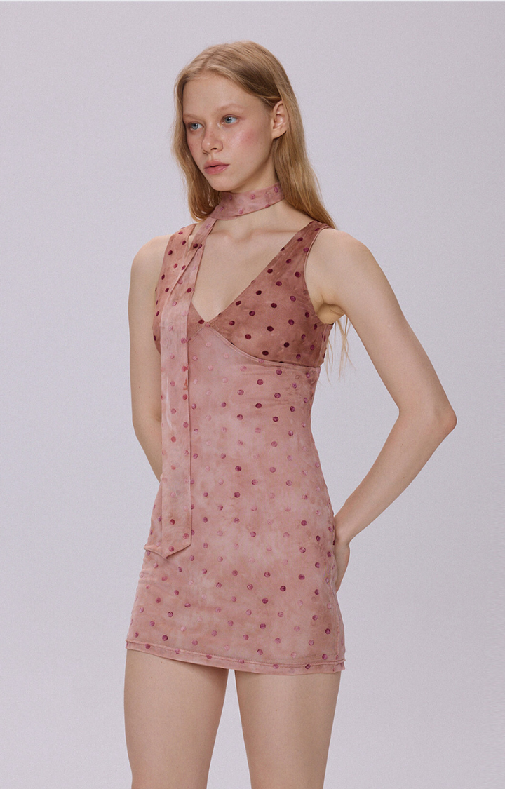 POISON BLUSH VEIL MINI DRESS