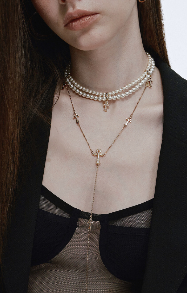ANKH DROP Y-CHAIN NECKLACE