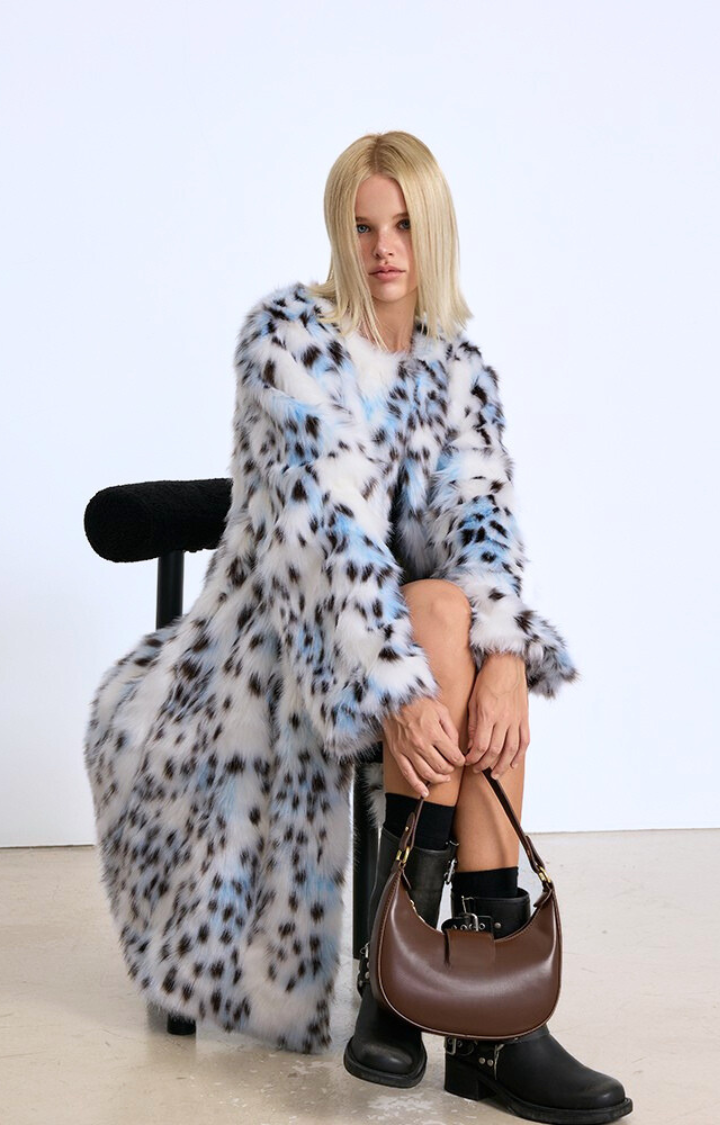 ARCTIC LEOPARD FAUX FUR COAT