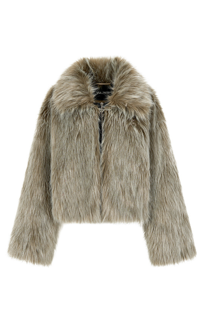 WILD WHISPERS FAUX FUR JACKET IN ASH MOSS