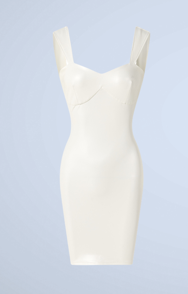 SNOW GLOW FAUX LEATHER MINI DRESS