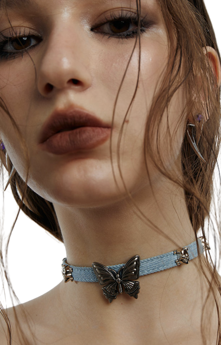 DOPAMINE BUTTERFLY DENIM CHOKER – LIGHT SERIES