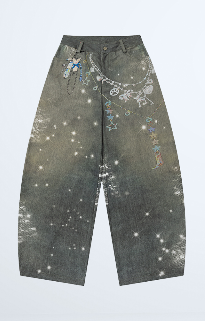 STARSTRUCK REBEL WIDE-LEG JEANS IN GRAY GALAXY WASH