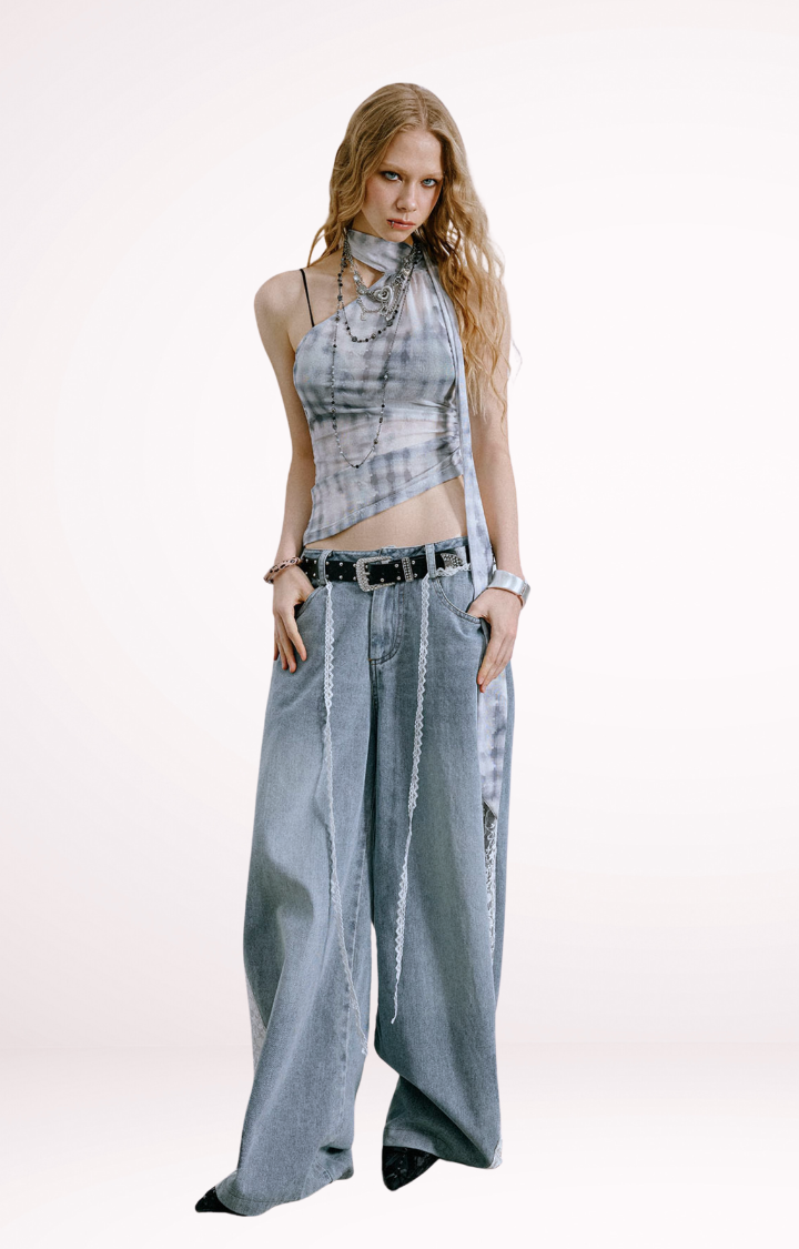LACE VENOM WIDE-LEG JEANS