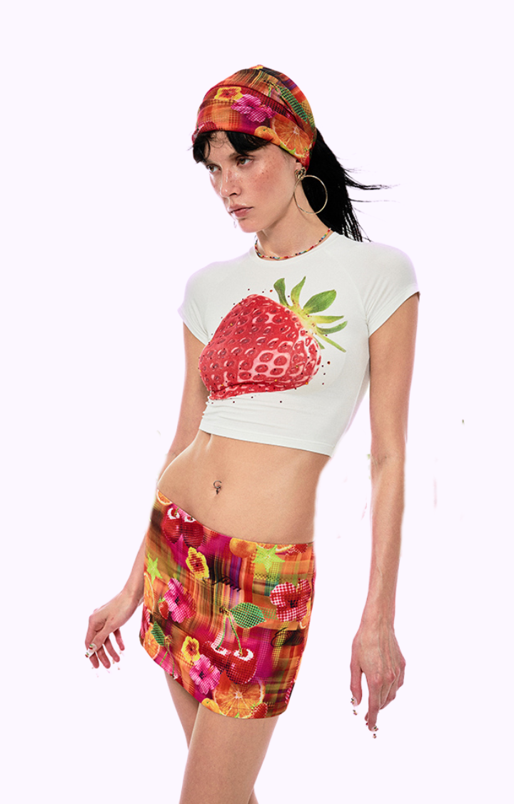 STRAWBERRY RIOT CROP TEE – SWEET BUT NEVER SOFT
