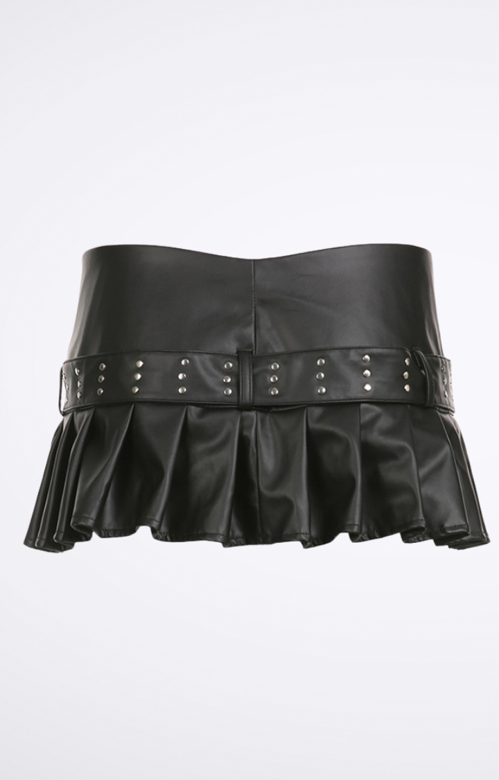 VENOM BUCKLE PLEATED MINI SKIRT