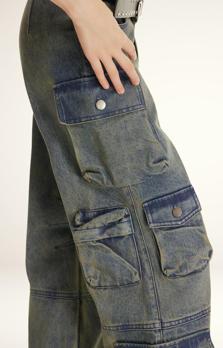 MIDNIGHT UTILITY MULTI-POCKET WASHED JEANS