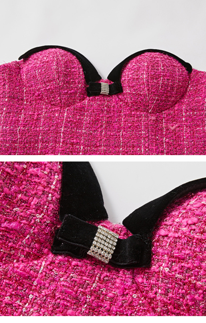 SWEET VICE PINK TWEED CORSET MINI DRESS