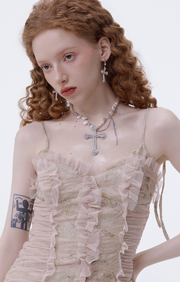 VOTIVE PEARL CROSS NECKLACE