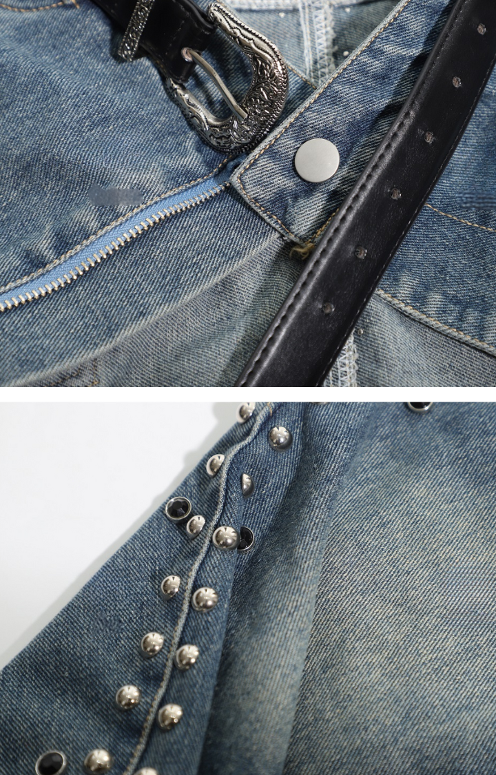 STUD RIOT CROPPED DENIM JACKET  MIDNIGHT REBELLION