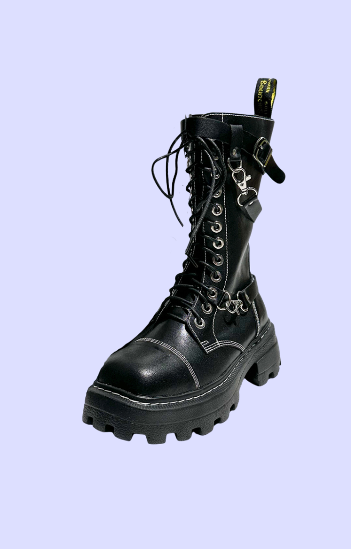 RIOT LACE COMBAT BOOTS IN STORM BLACK