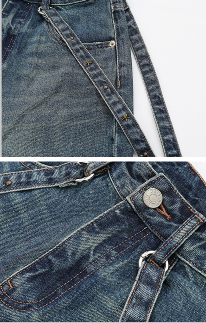 REBEL CHAIN WIDE-LEG JEANS IN FADED BLUE