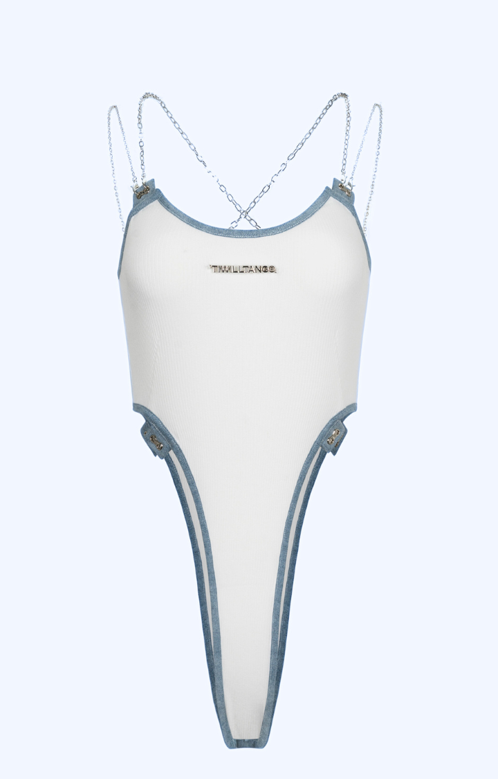 CHAIN ME UP SCULPT BODYSUIT IN ICY SUGAR