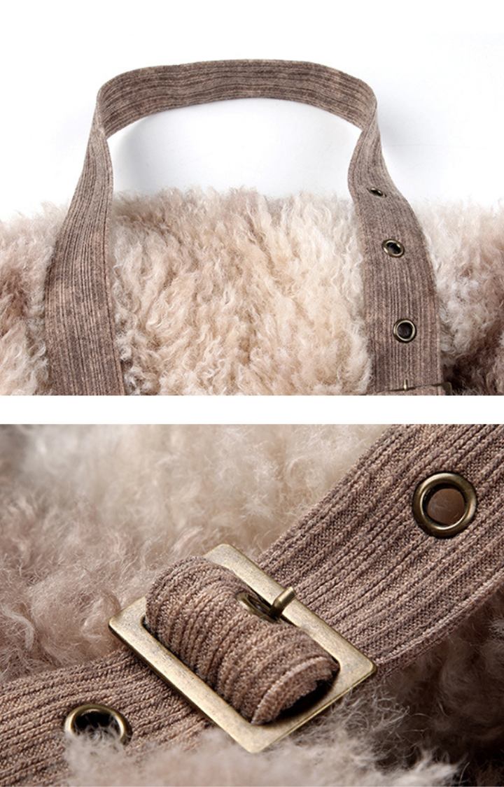 WILD EMBER FUR-TRIM HALTER CORSET TOP