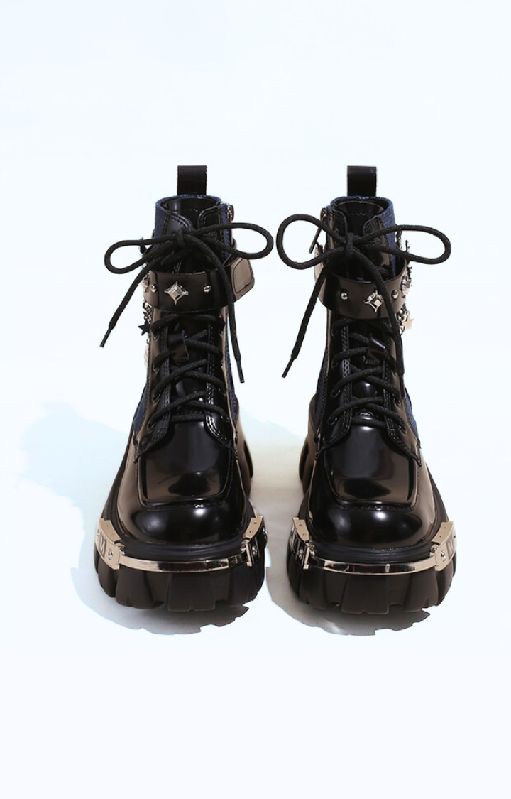 BUTTERFLY RIOT PLATFORM BOOTS - MIDNIGHT BLACK