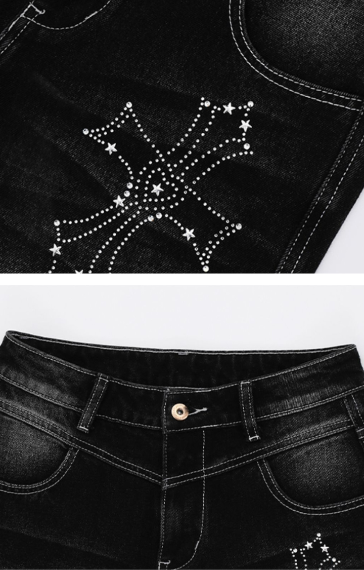 CROSSFIRE WASHED BLACK FLARE JEANS