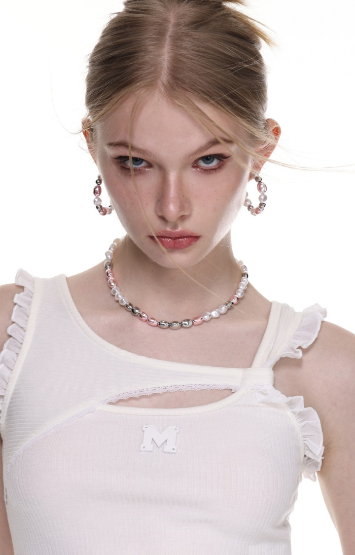 BLUSH ORBIT PEARL HOOP EARRINGS