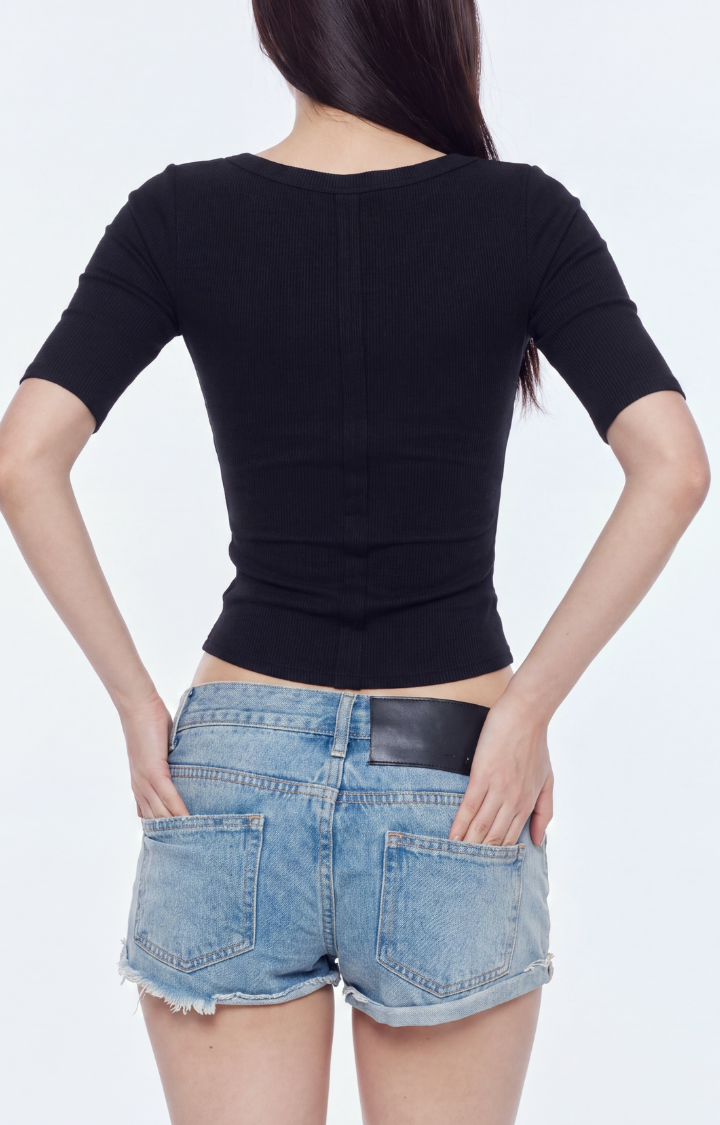 SWEET DAMAGE LACE-LAYER TOP SET IN BLACK