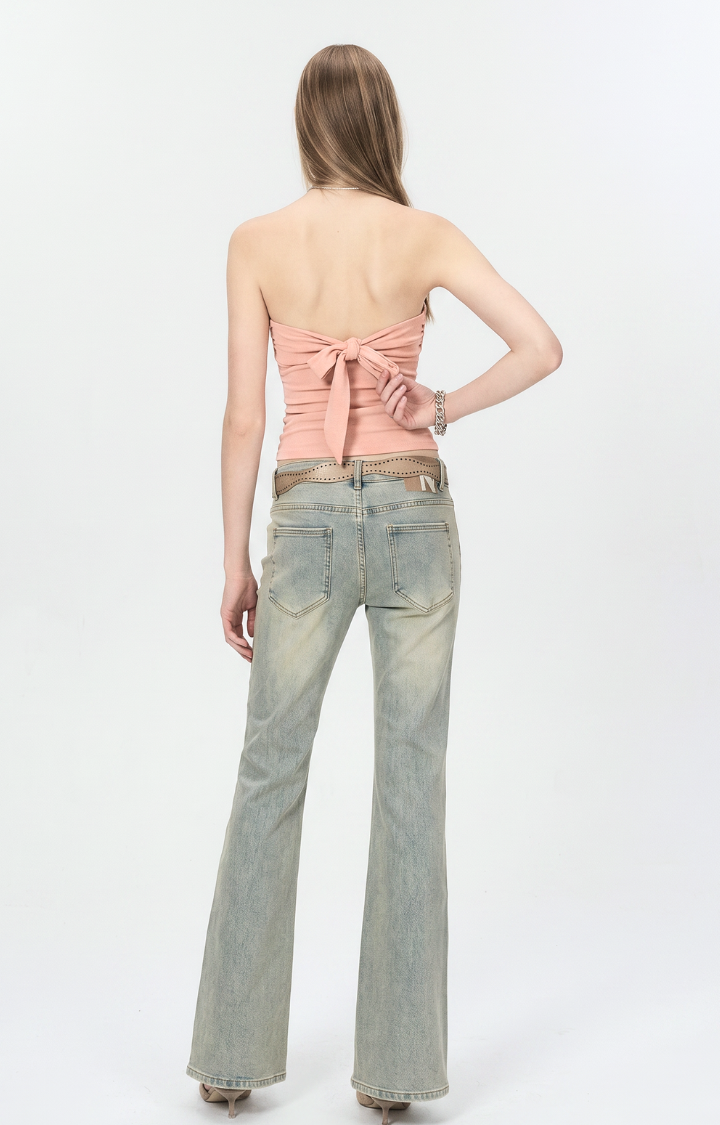 FLESH BLUSH RHINESTONE BANDEAU TOP