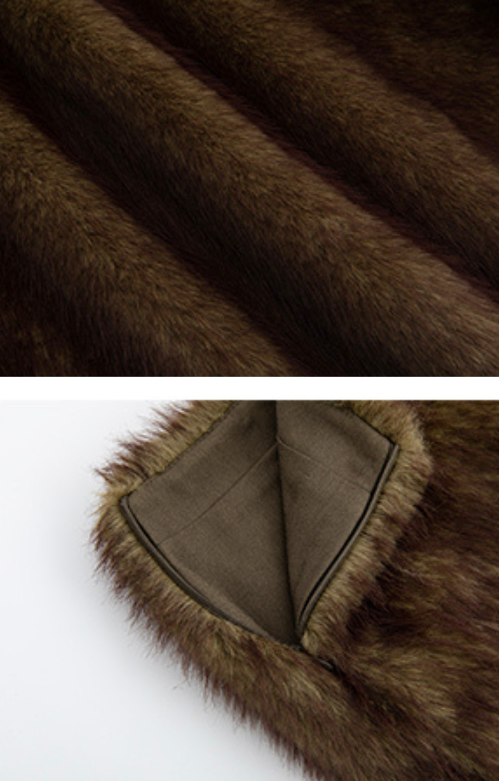 FAUX-FUR LOW-RISE MINI SKIRT IN FOREST-MOSS BLEND