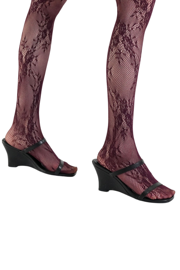 ROSÉ VEIL FLORAL LACE TIGHTS