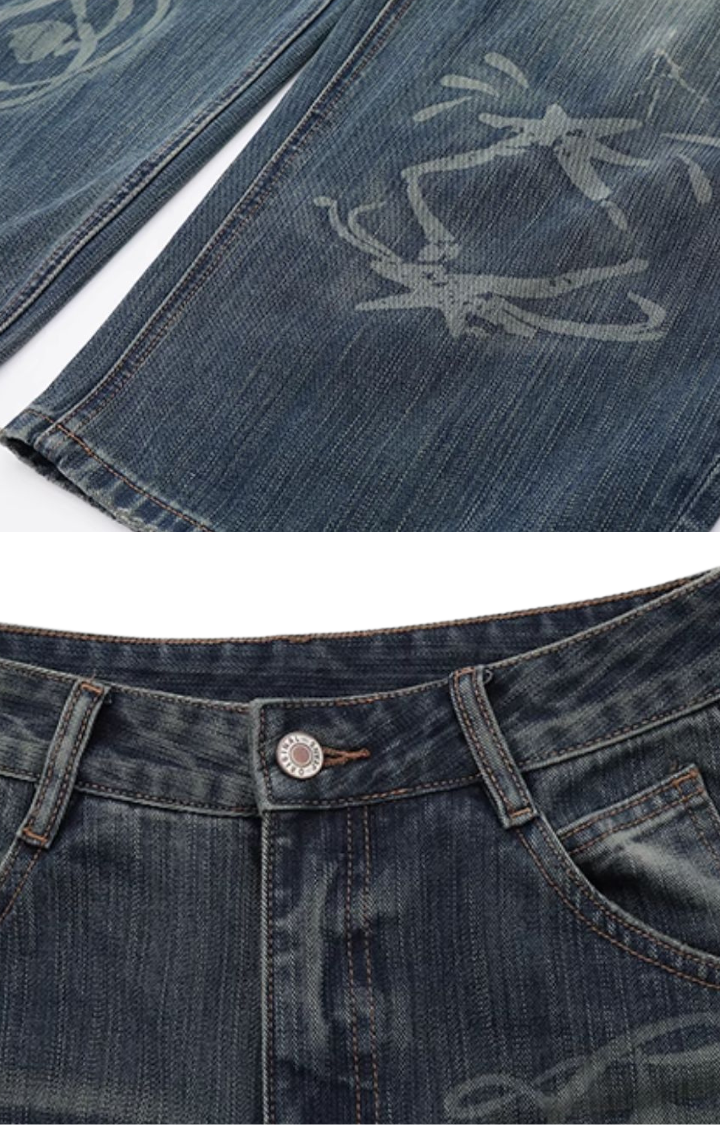 REBEL HOUR RETRO WASHED WIDE-LEG JEANS