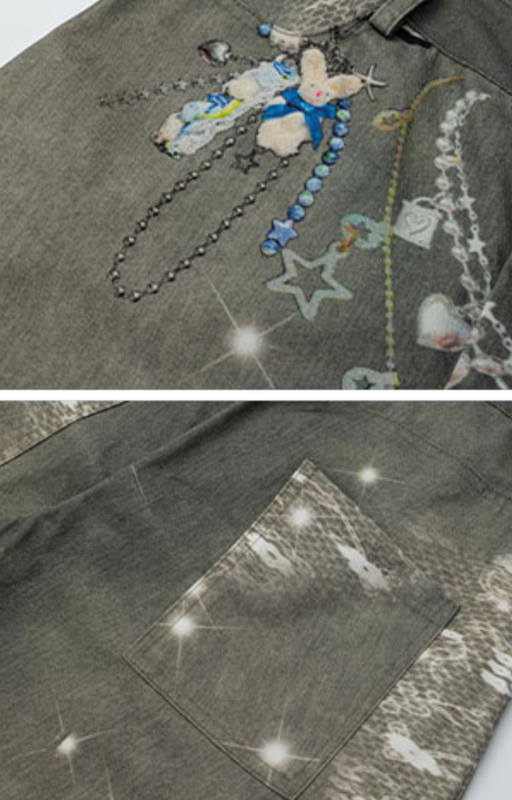 STARSTRUCK REBEL WIDE-LEG JEANS IN GRAY GALAXY WASH